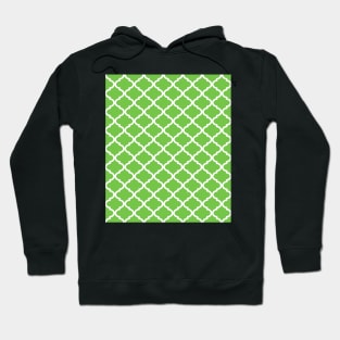 Bold Lime Green White Quatrefoil Pattern Hoodie